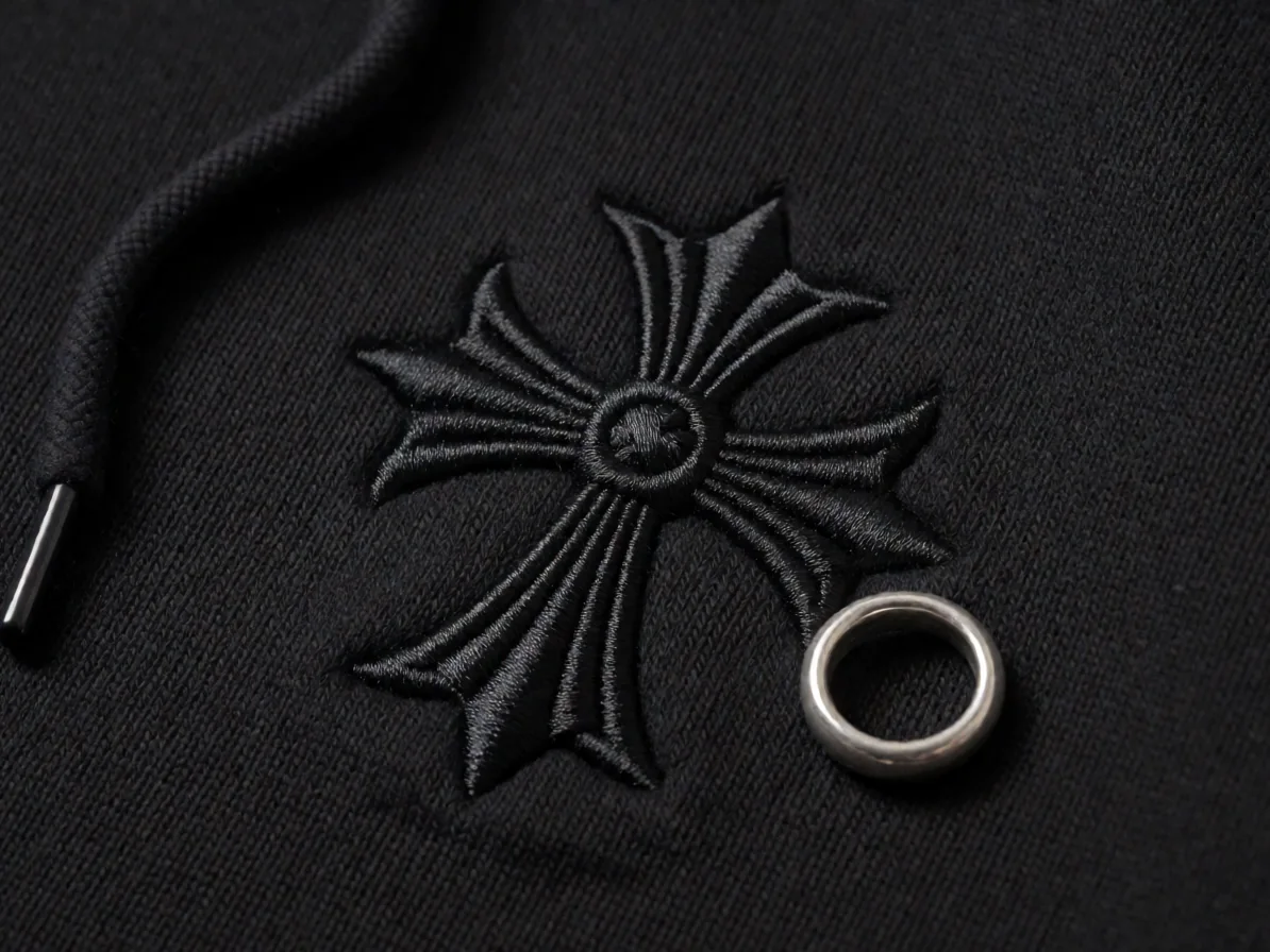 クロムハーツパーカーの刺繍ディテール